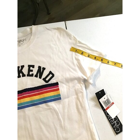 CARBON COPY- WOMENS GRAPHIC RAINBOW SHORT SLEEVE T-SHIRT SIZE X-SMALL - Picture 4 of 6